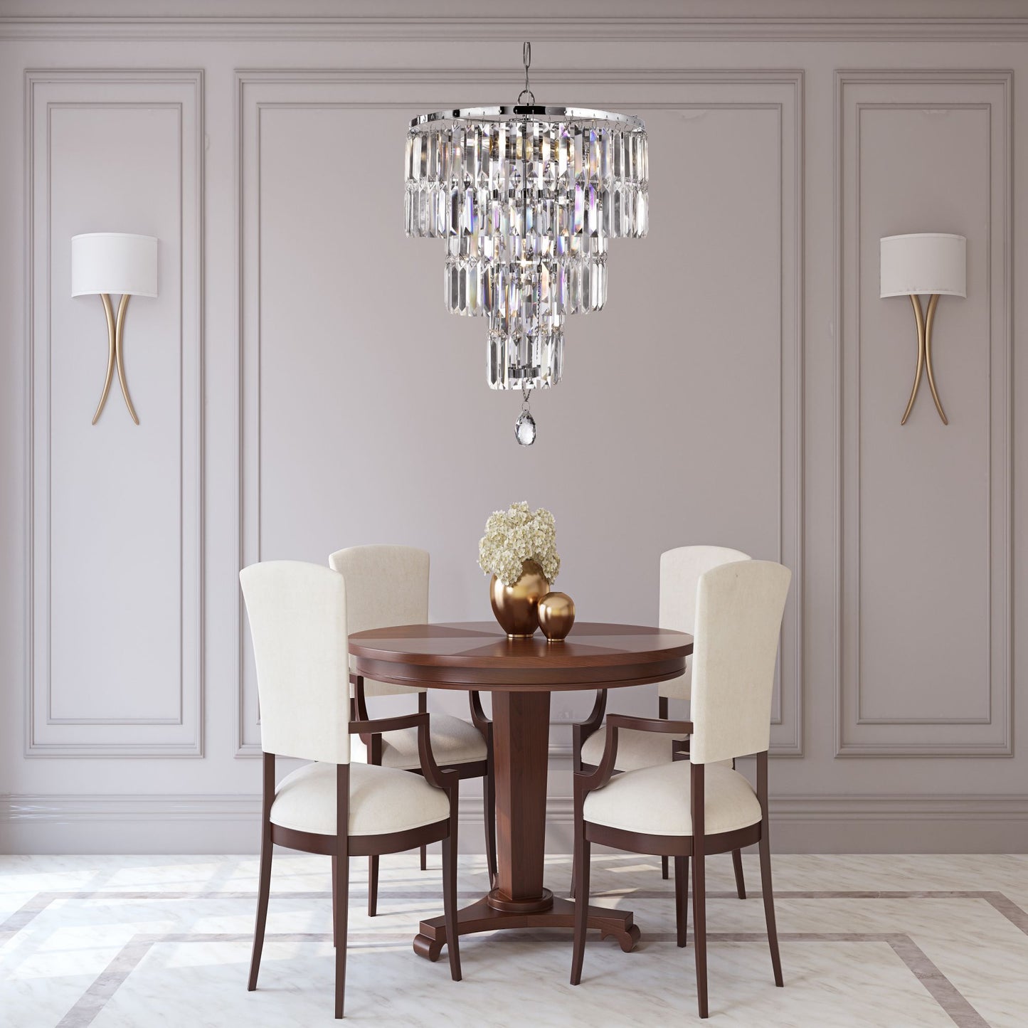 Empire 5 Light Chrome and Crystal Chandelier