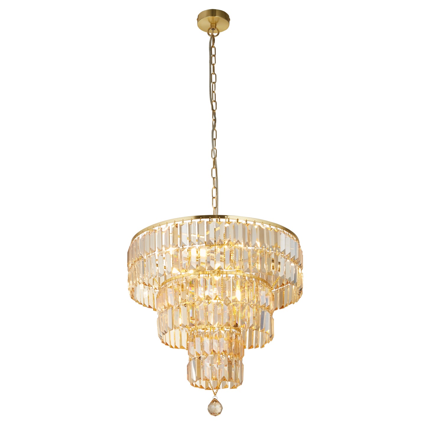 Empire 5 Light Pendant - Satin Brass & Champagne Glass