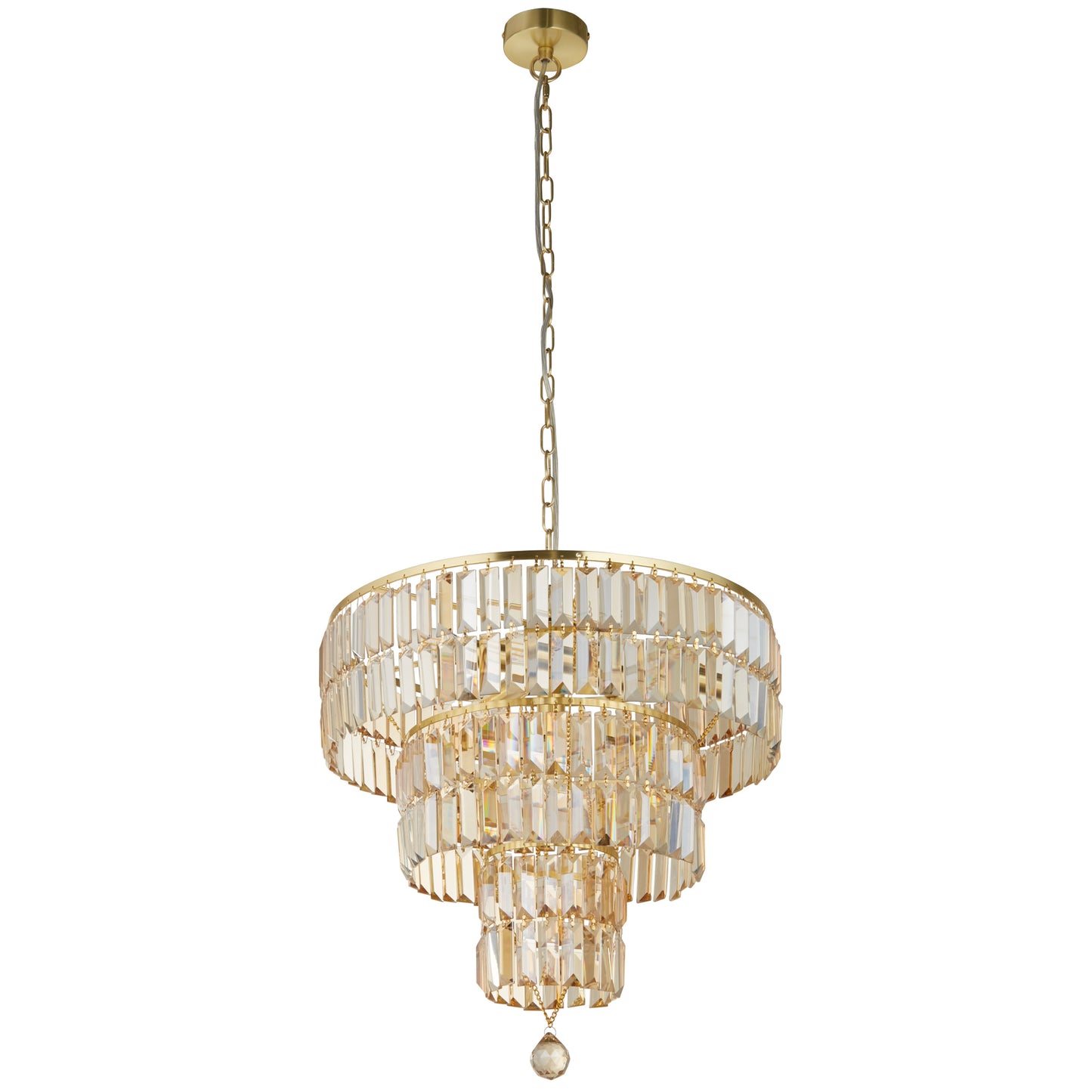 Empire 5 Light Pendant - Satin Brass & Champagne Glass