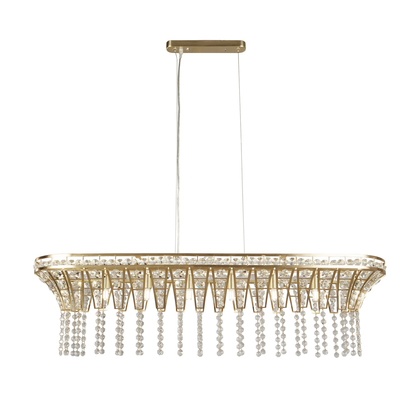 Gemma 8 Light Satin Brass Diner Bar Hanging Lamp