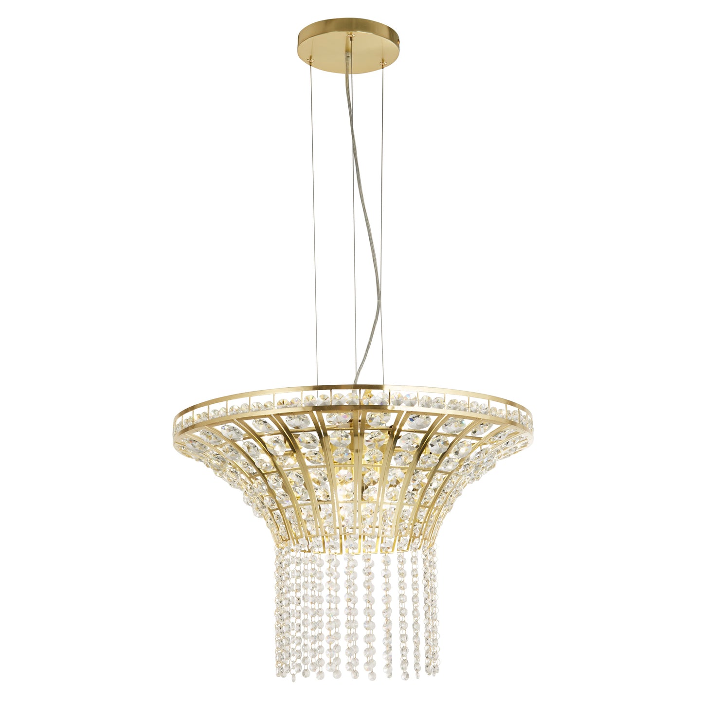 Gemma 8 Light Satin Brass and Crystal Hanging Lamp