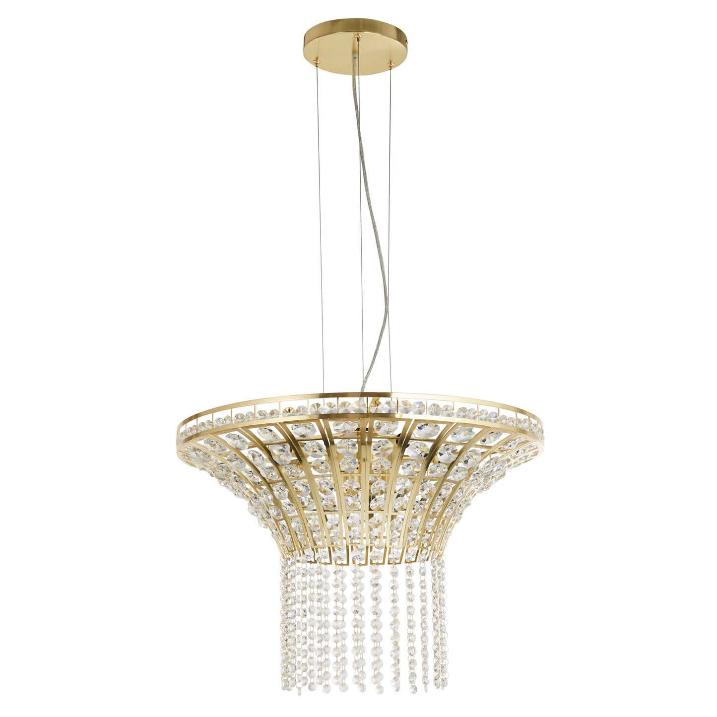 Gemma 8 Light Satin Brass and Crystal Hanging Lamp