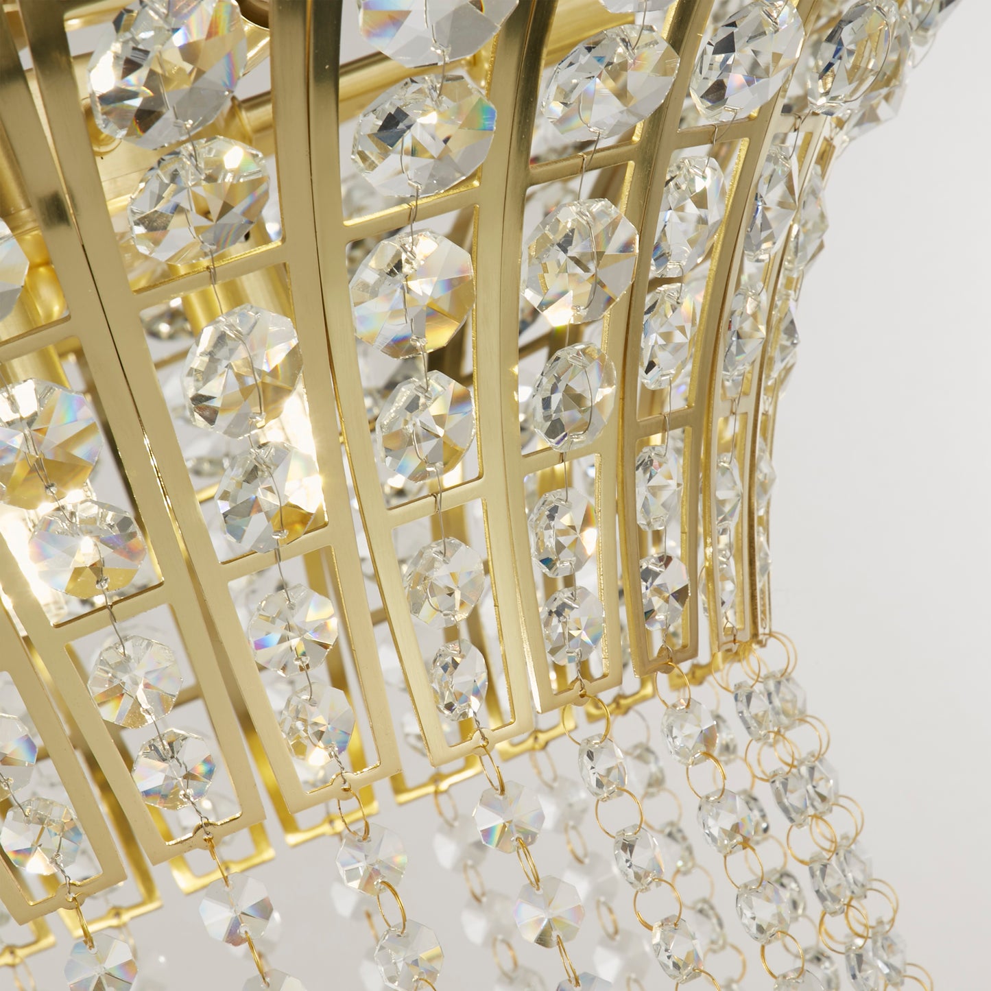 Gemma 8 Light Satin Brass and Crystal Hanging Lamp