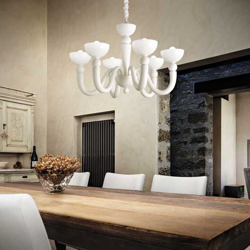 Bon Bon Sp6, 6 light White Chandelier