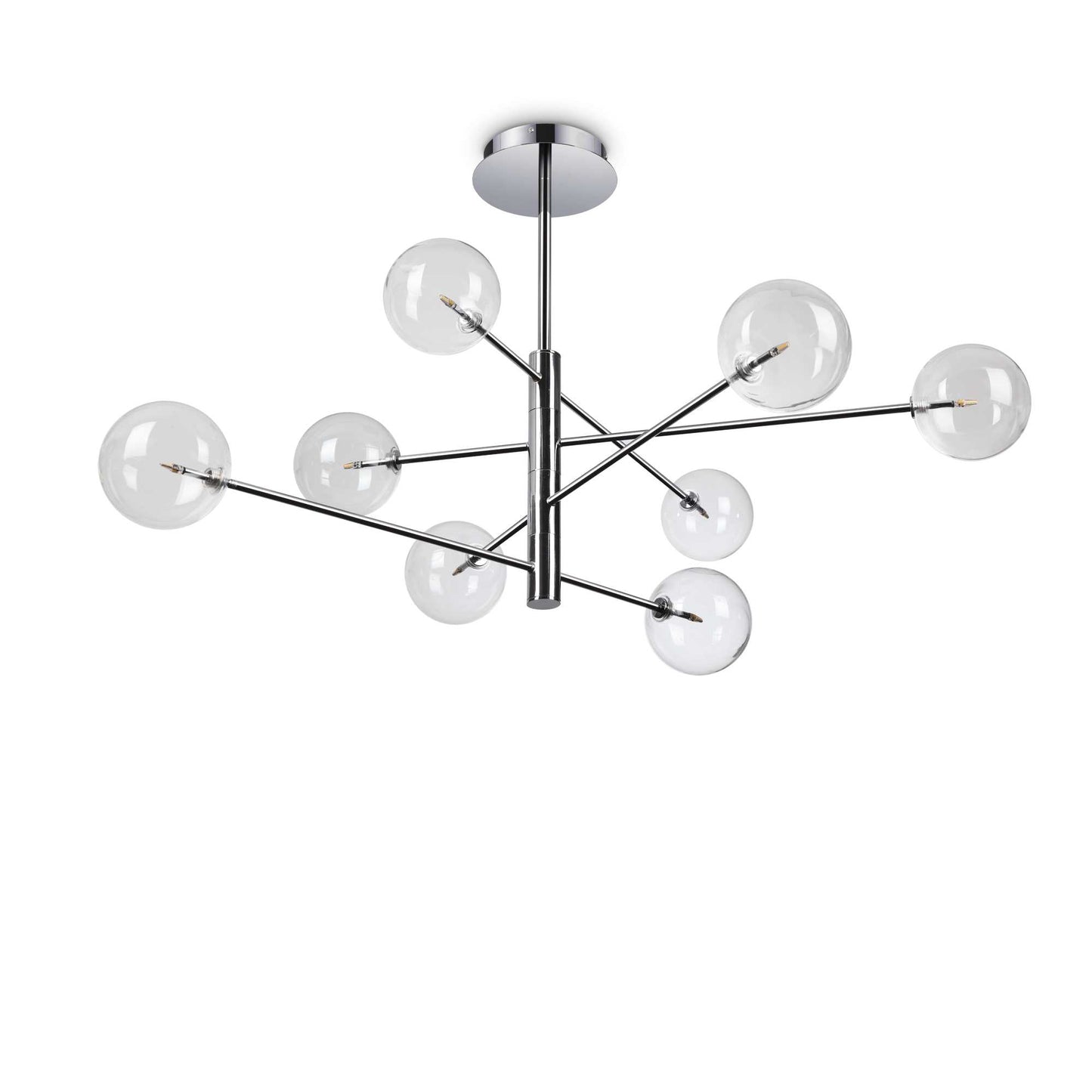 Equinoxe Sp8, 8 light chrome or brass pendant lamp