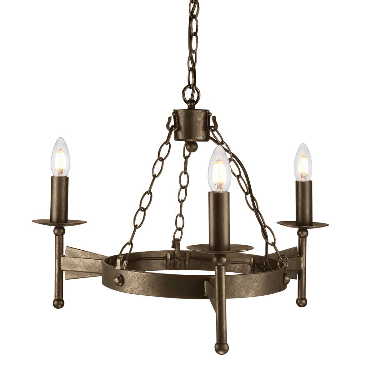 Cromwell 3 Light Bronze Candle Chandelier