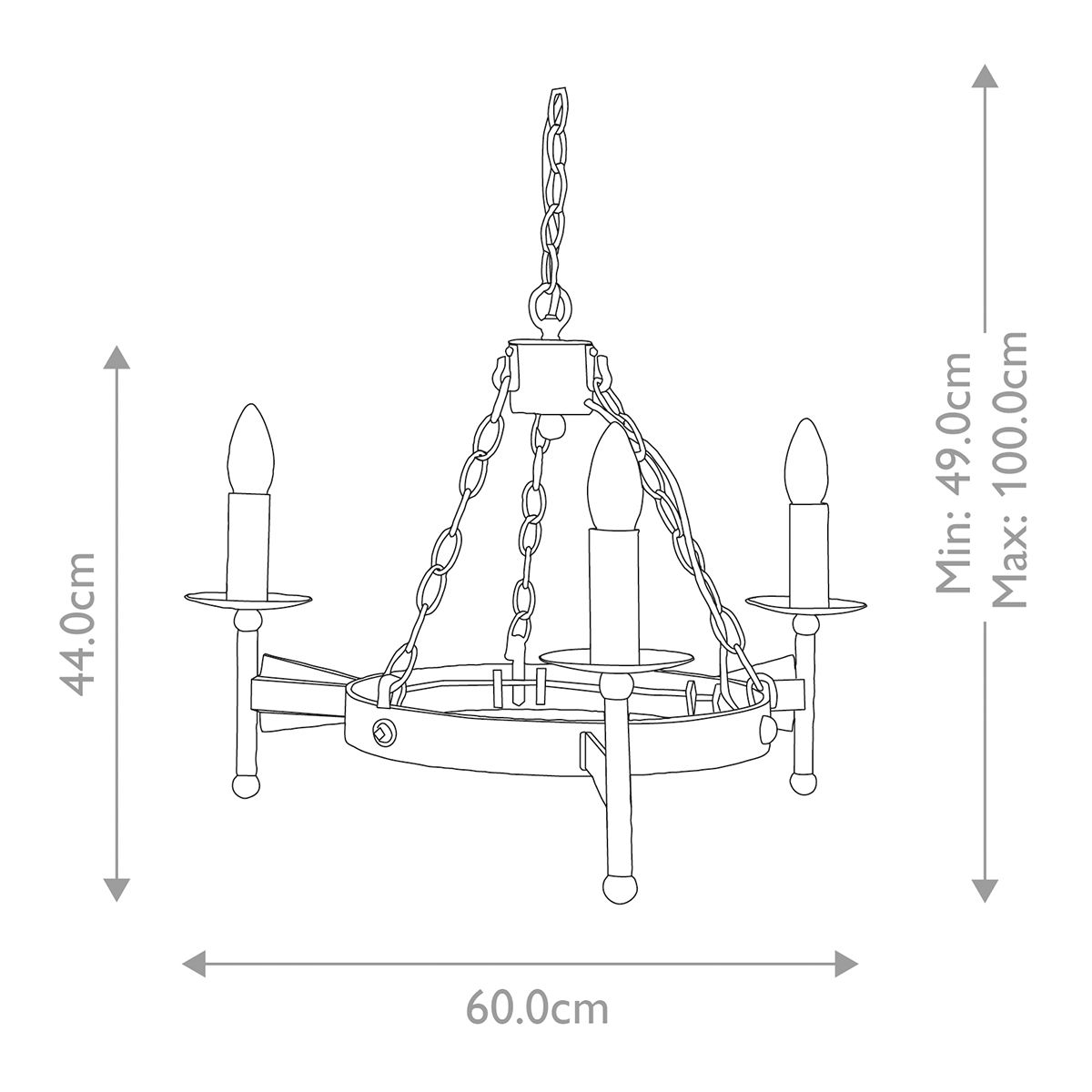 Cromwell 3 Light Bronze Candle Chandelier