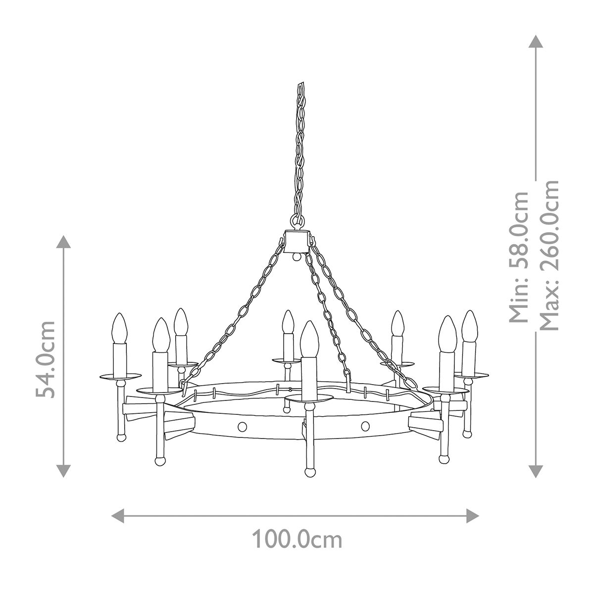 Cromwell 8 Light Bronze Candle Chandelier