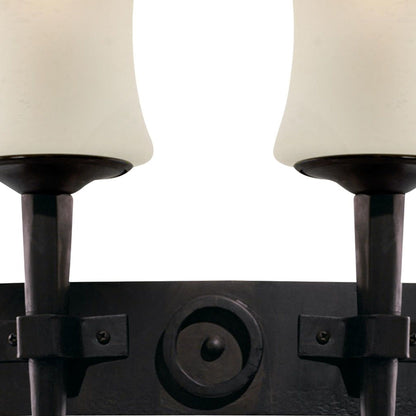 Cartwheel 2Lt Wall Light  - Black Metal & Sanded Glass