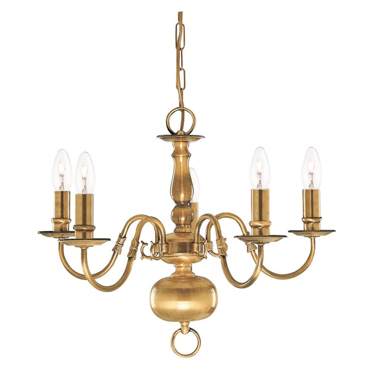 Flemish 5Lt Pendant - Solid Brass Metal