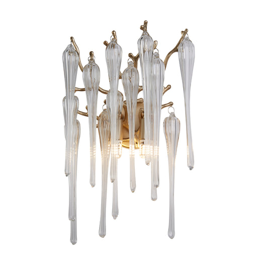 Heritage 2Lt Wall Light, Gold Metal and Clear Glass Drops