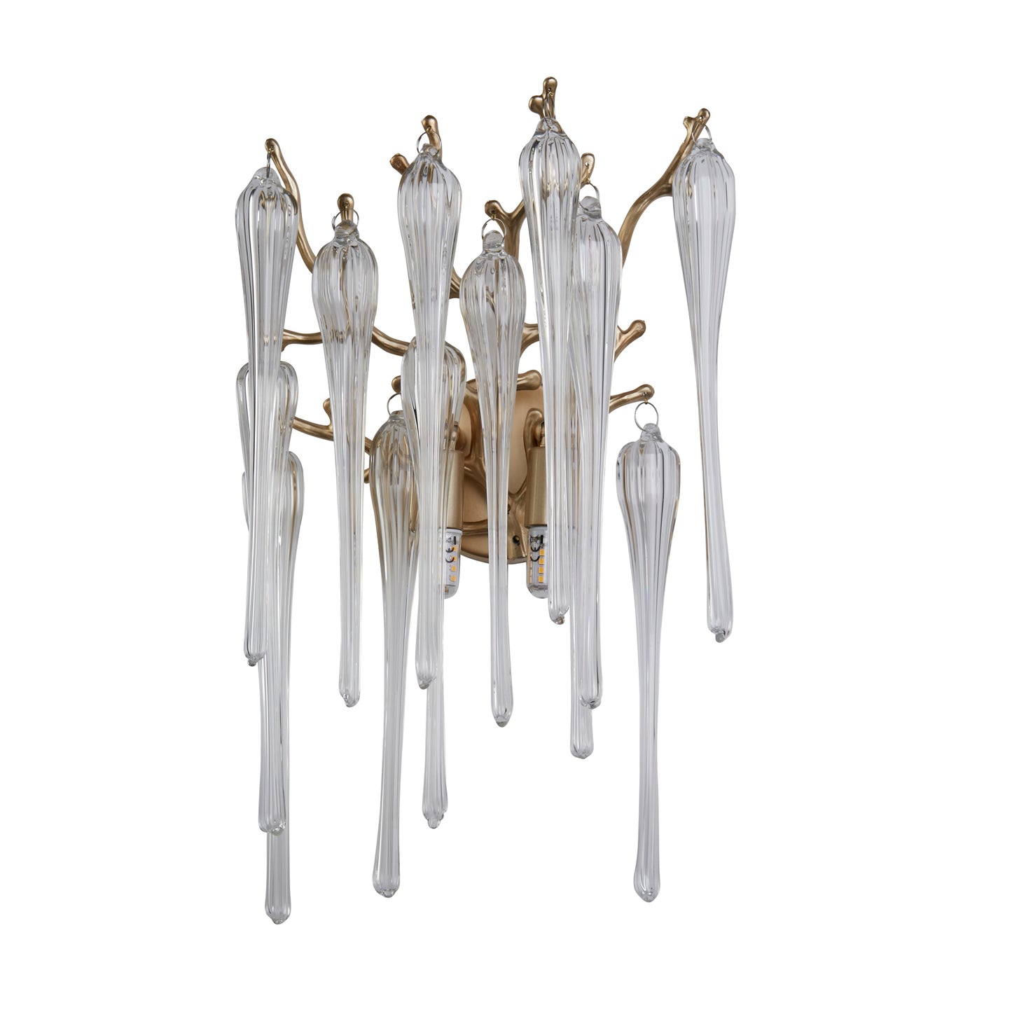 Heritage 2Lt Wall Light, Gold Metal and Clear Glass Drops