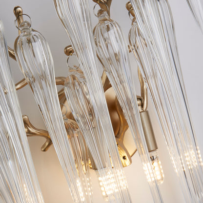 Heritage 2Lt Wall Light, Gold Metal and Clear Glass Drops