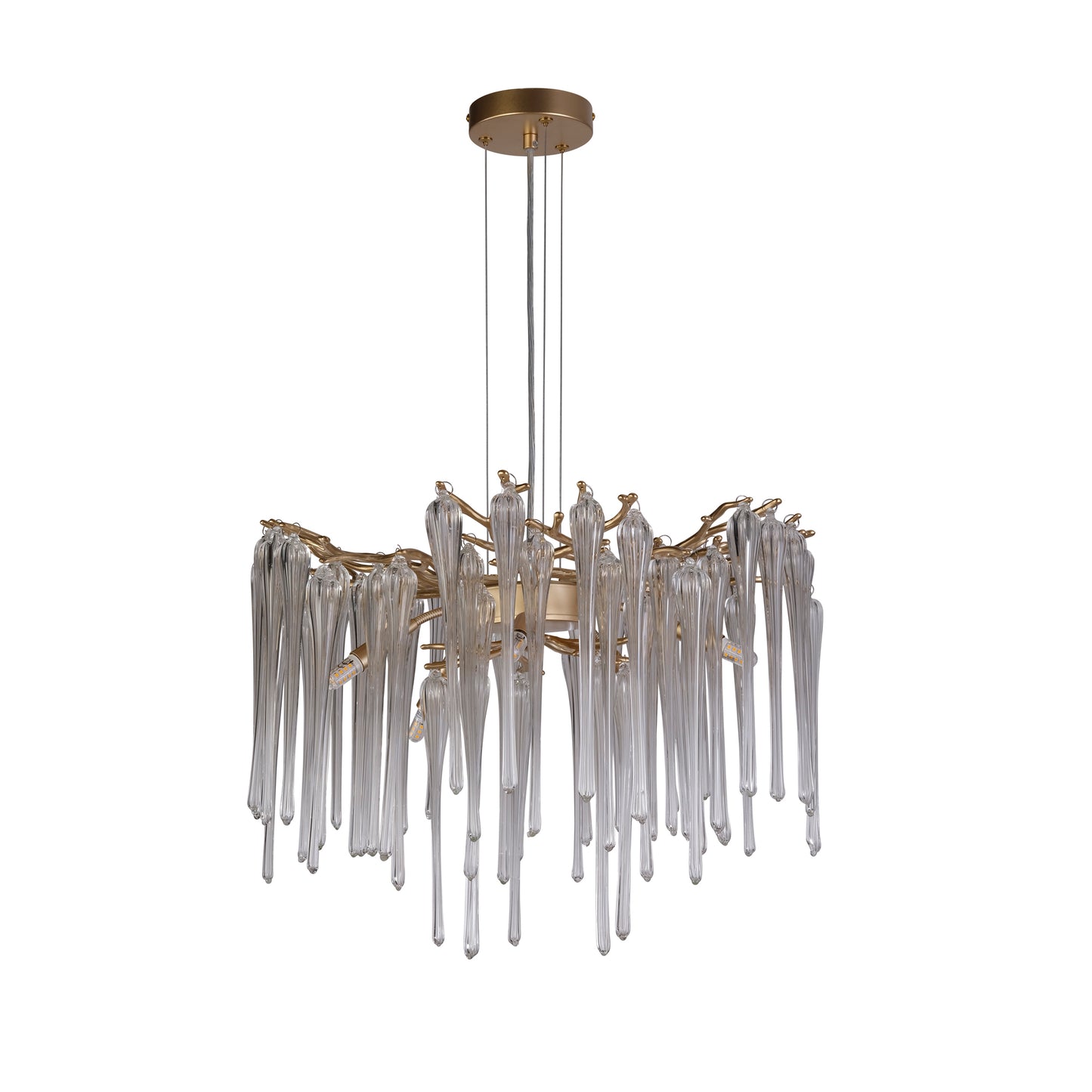 Heritage 5Lt Pendant, Gold Metal and Clear Glass Drops