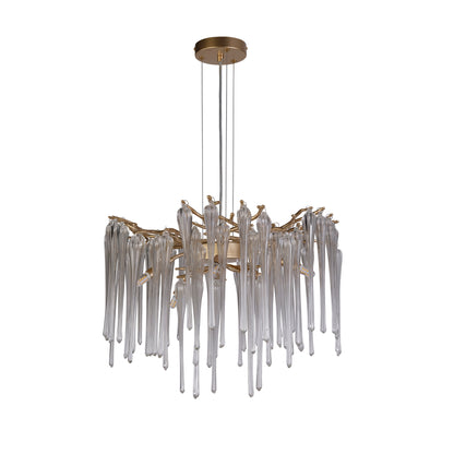 Heritage 5Lt Pendant, Gold Metal and Clear Glass Drops