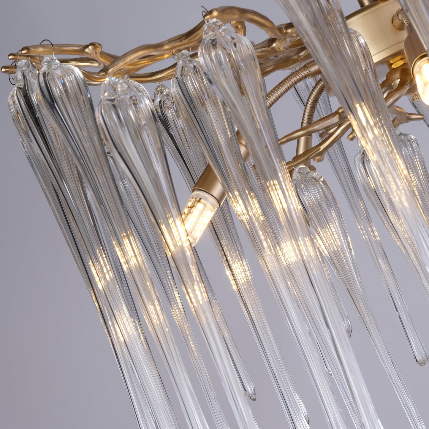 Heritage 5Lt Pendant, Gold Metal and Clear Glass Drops