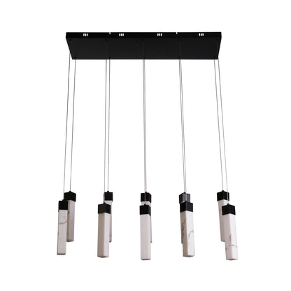 Moonbeam 10Lt Pendant, Black Metal & Marbleised Resin