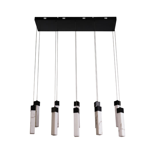 Moonbeam 10Lt Pendant, Black Metal & Marbleised Resin