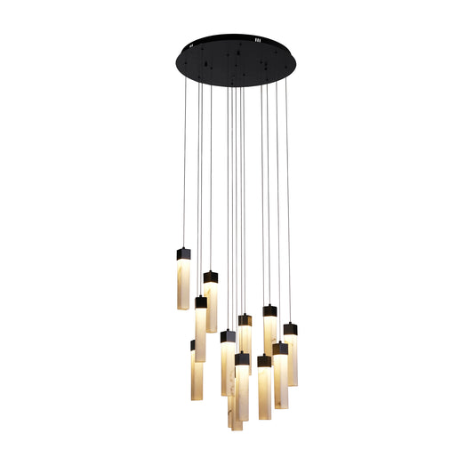 Moonbeam 13Lt Pendant - Black Metal & Marbleised Resin