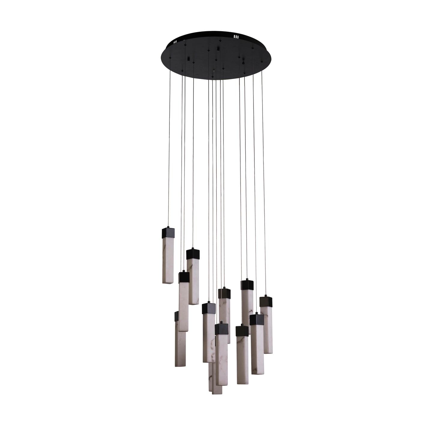 Moonbeam 13Lt Pendant - Black Metal & Marbleised Resin