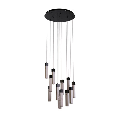 Moonbeam 13Lt Pendant - Black Metal & Marbleised Resin