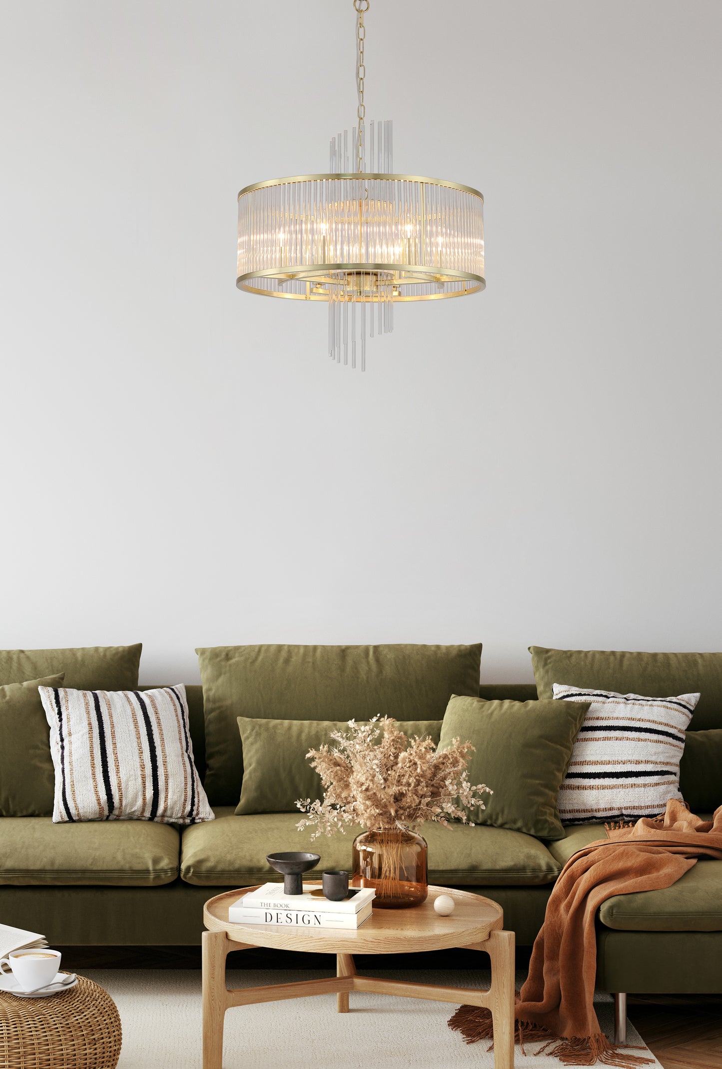 Lara Gold Metal and Glass 6 Light Pendant Lamp