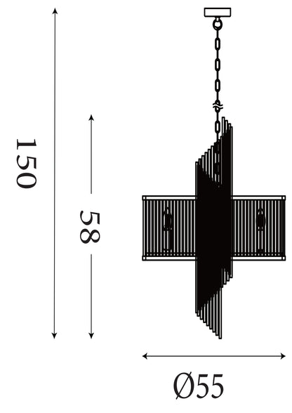 Lara Gold Metal and Glass 6 Light Pendant Lamp