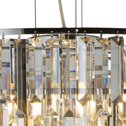 Clarissa 9 Light Chrome, Clear, Smoked and Amber Glass Pendant