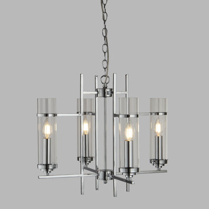 Milo 4 Light Modern Pendant Lamp- Chrome & Glass Shades