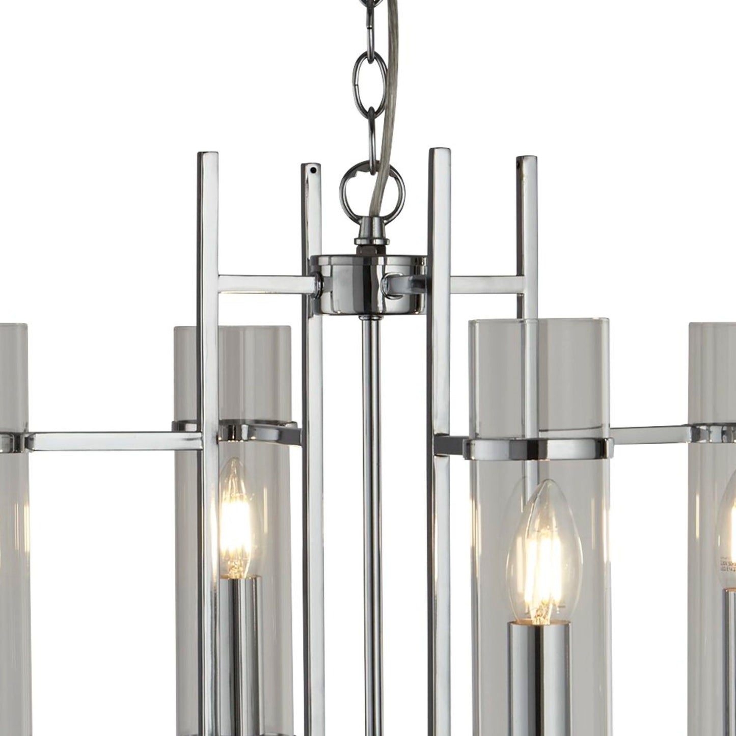 Milo 4 Light Modern Pendant Lamp- Chrome & Glass Shades