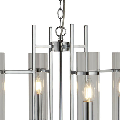 Milo 4 Light Modern Pendant Lamp- Chrome & Glass Shades