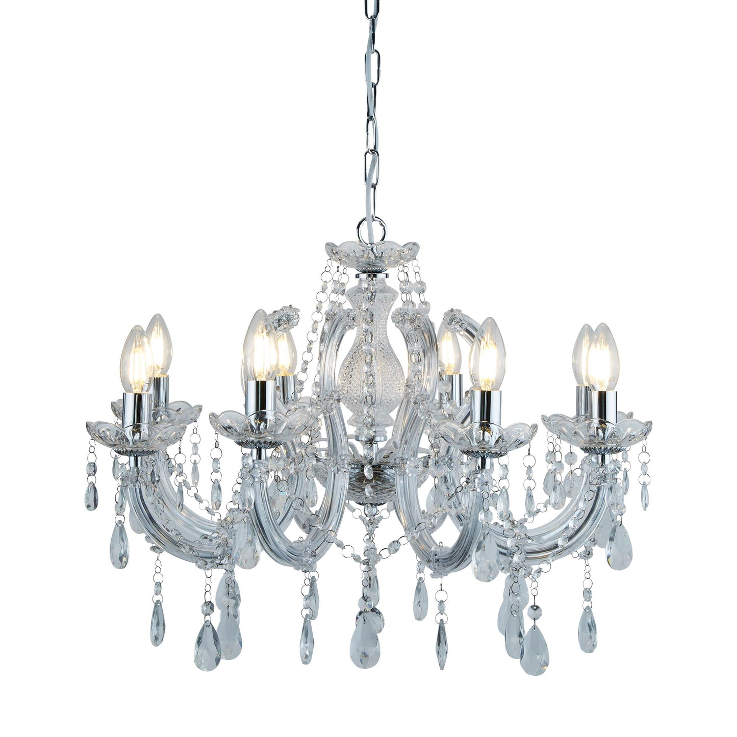 Marie Therese 8 Light Pendant - Chrome and Clear Crystal