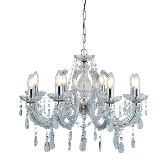 Marie Therese 8 Light Pendant - Chrome and Clear Crystal