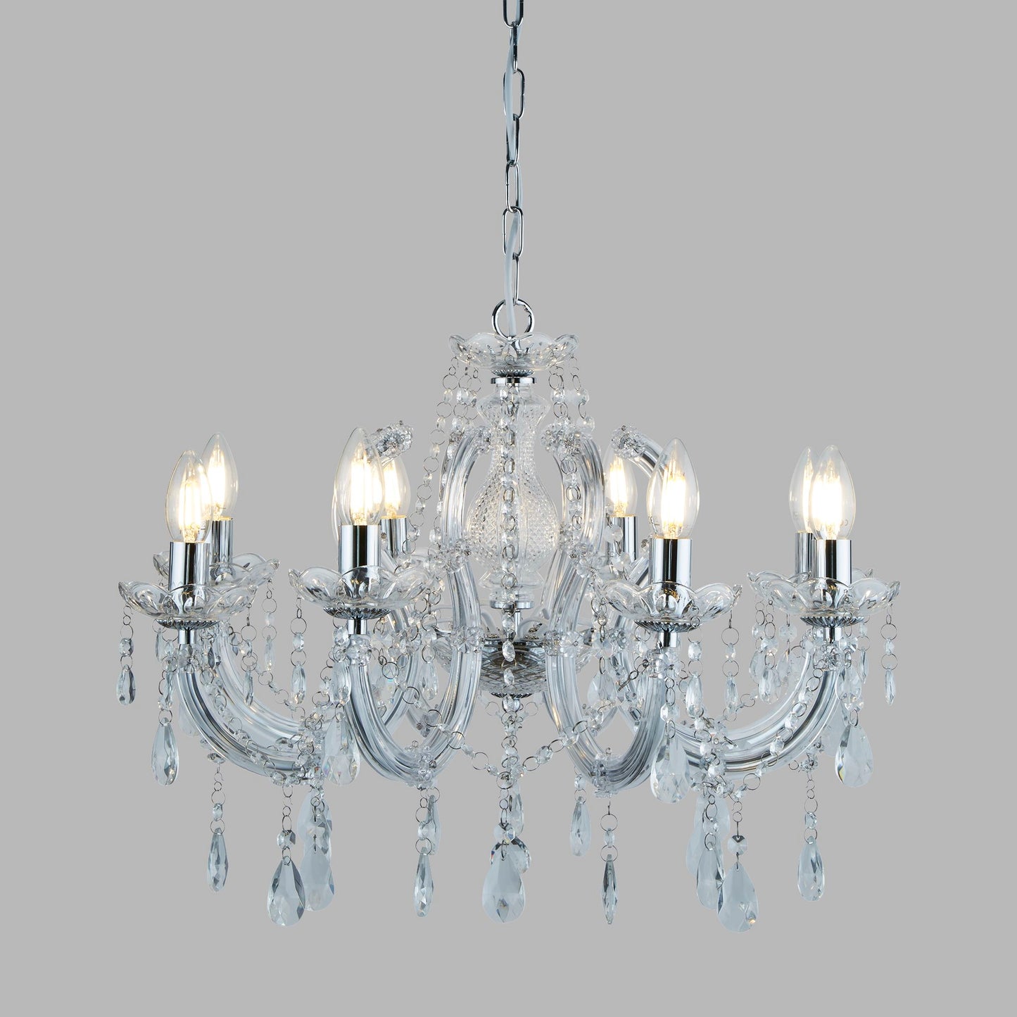 Marie Therese 8 Light Pendant - Chrome and Clear Crystal