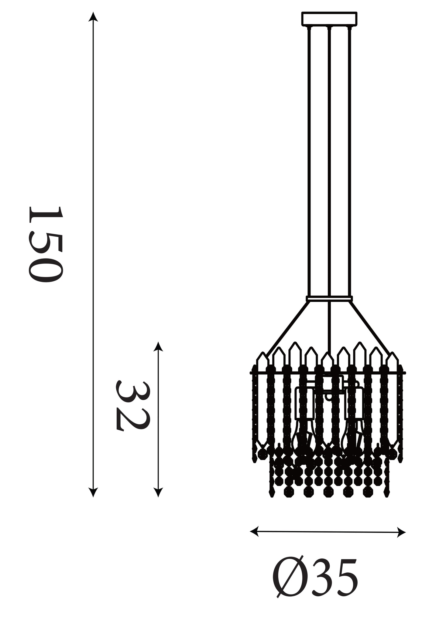 Spear Gold Metal and Crystal Pendant Lamp