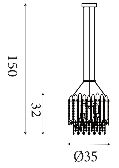 Spear Gold Metal and Crystal Pendant Lamp