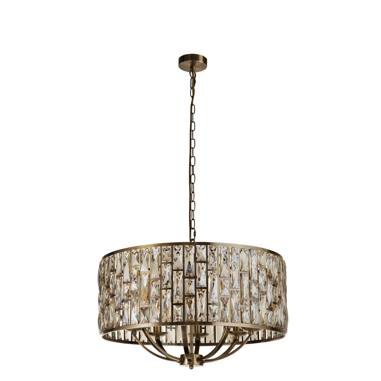 Bijou 8 Light Pendant -Antique Brass & Champagne Glass