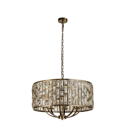 Bijou 8 Light Pendant -Antique Brass & Champagne Glass