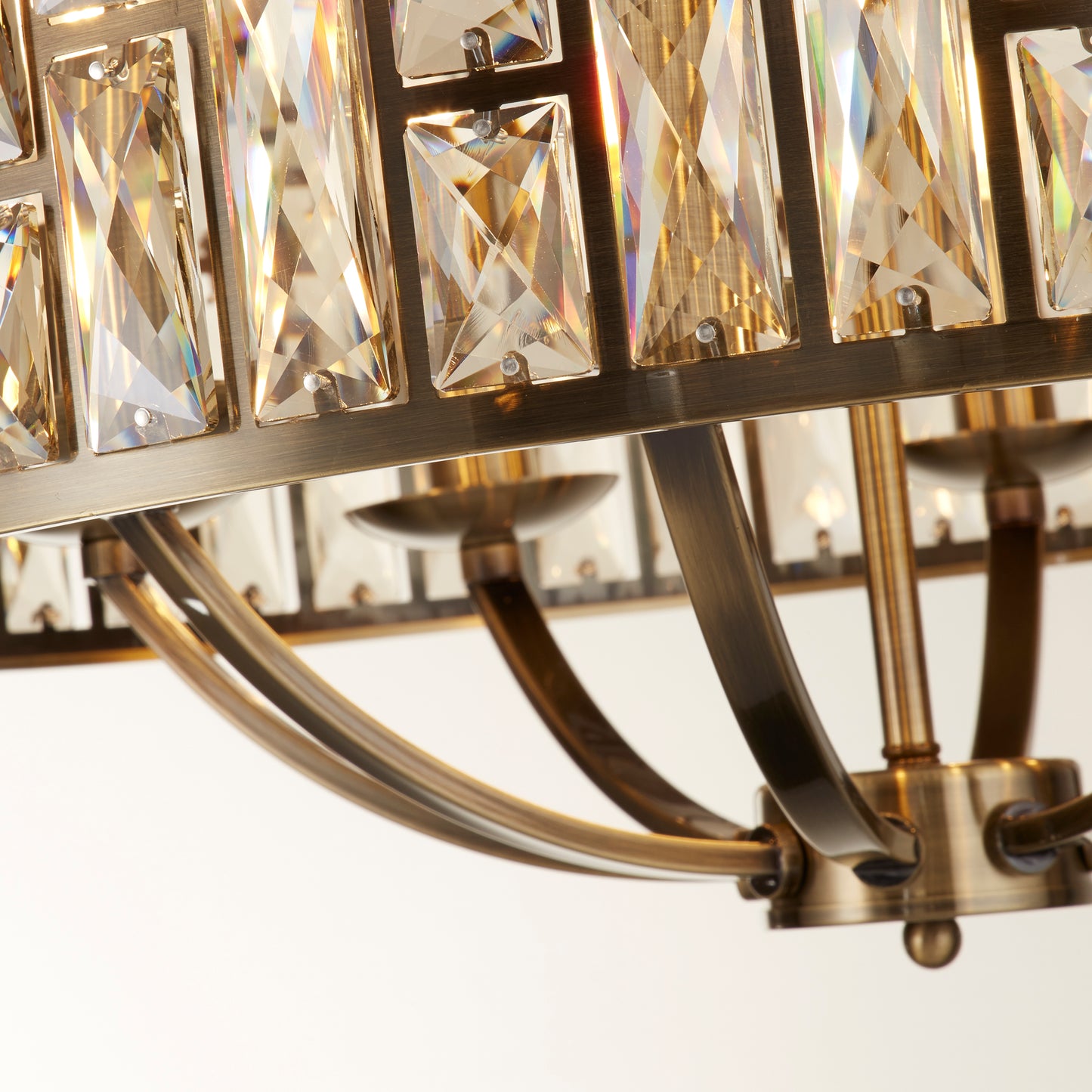 Bijou 8 Light Pendant -Antique Brass & Champagne Glass