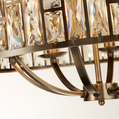 Bijou 8 Light Pendant -Antique Brass & Champagne Glass
