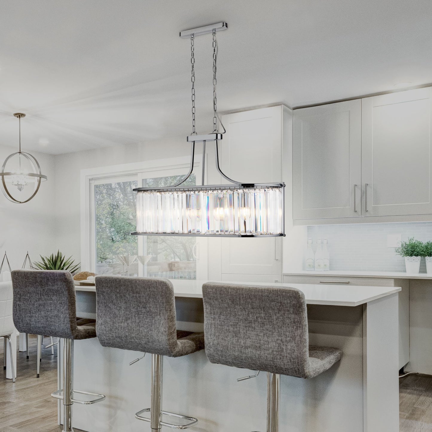 Victoria 5 Light Pendant - Chrome & Crystal Glass