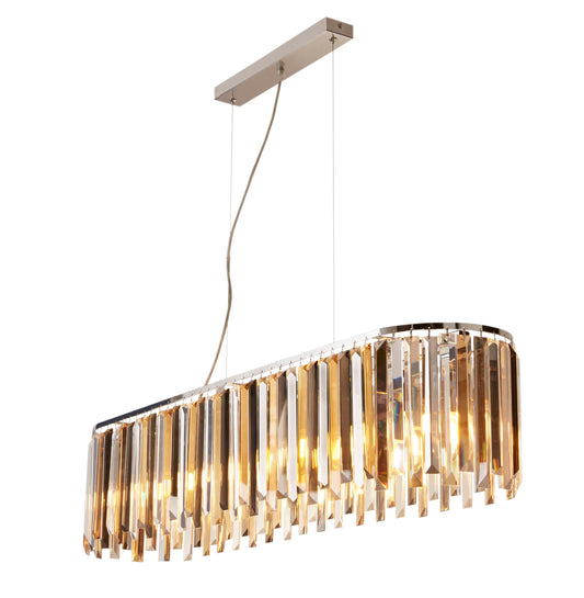 Clarissa 8Lt Dining Pendant Lamp - Chrome Metal & Mixed Glass