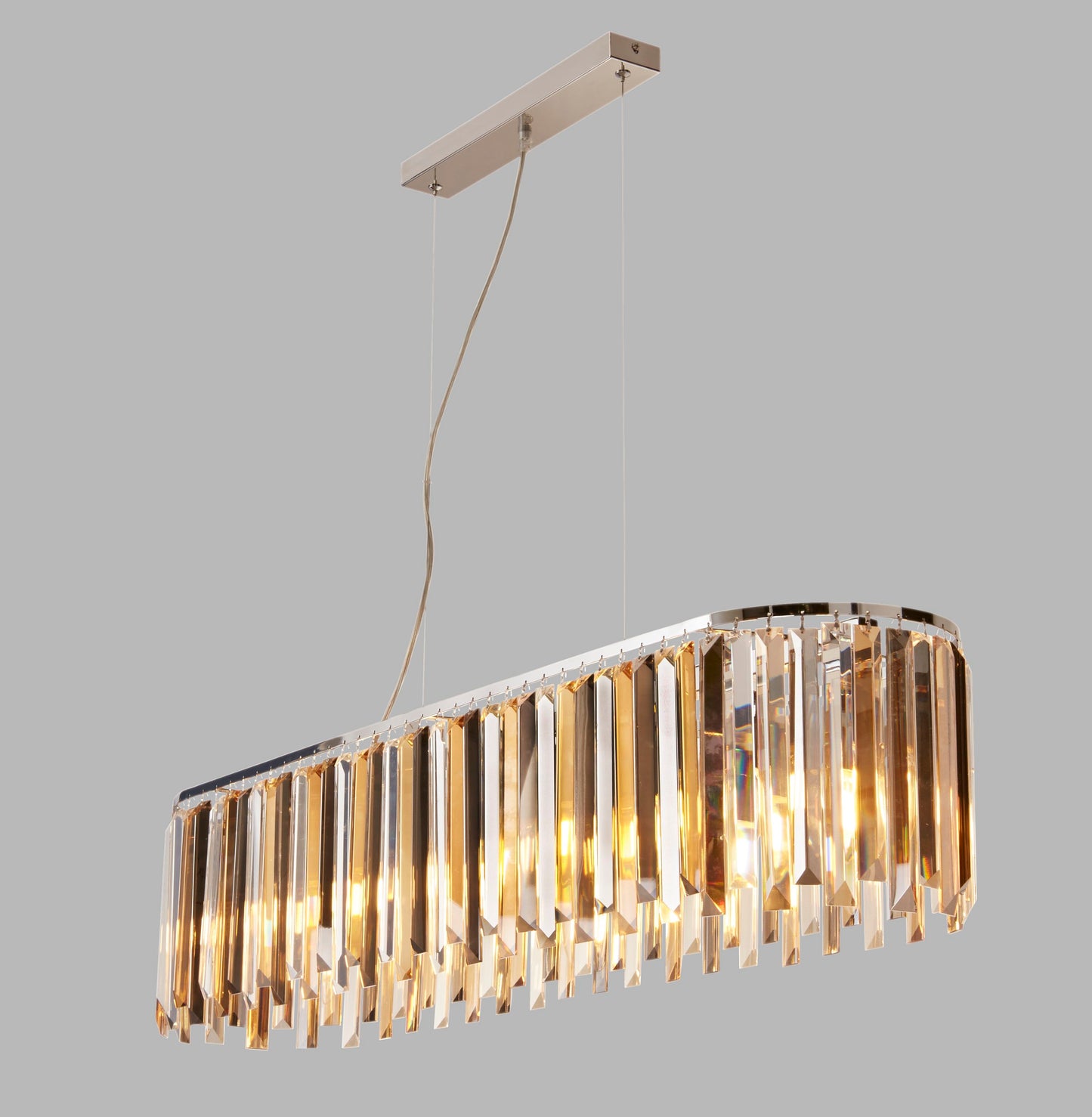 Clarissa 8Lt Dining Pendant Lamp - Chrome Metal & Mixed Glass