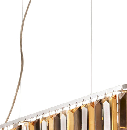 Clarissa 8Lt Dining Pendant Lamp - Chrome Metal & Mixed Glass