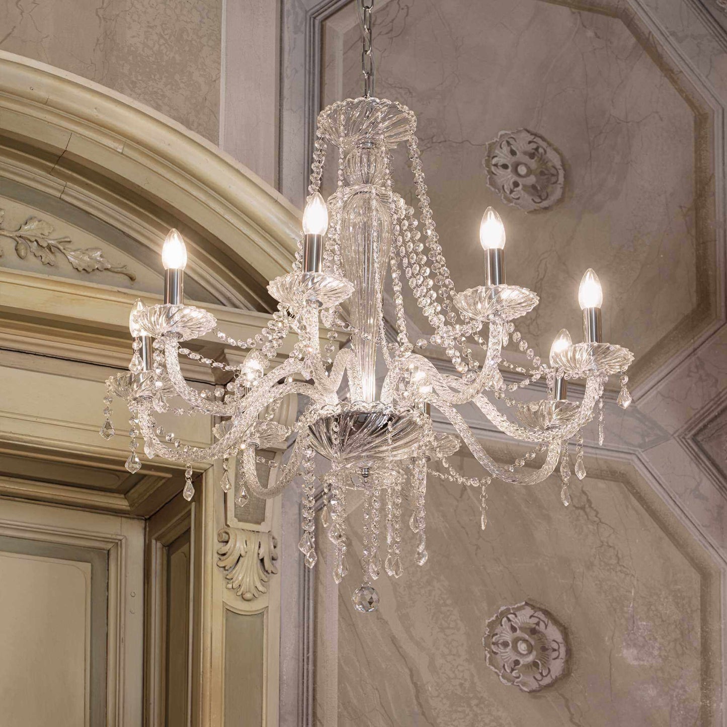 Amadeus Sp8 Chrome and Clear Glass Chandelier