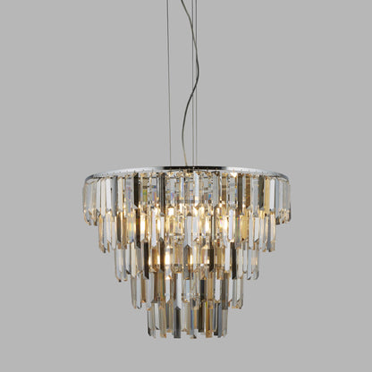 Clarissa 9 Light Chrome, Clear, Smoked and Amber Glass Pendant