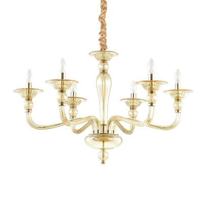 Danieli Sp6, 6 light metal and blown glass chandelier