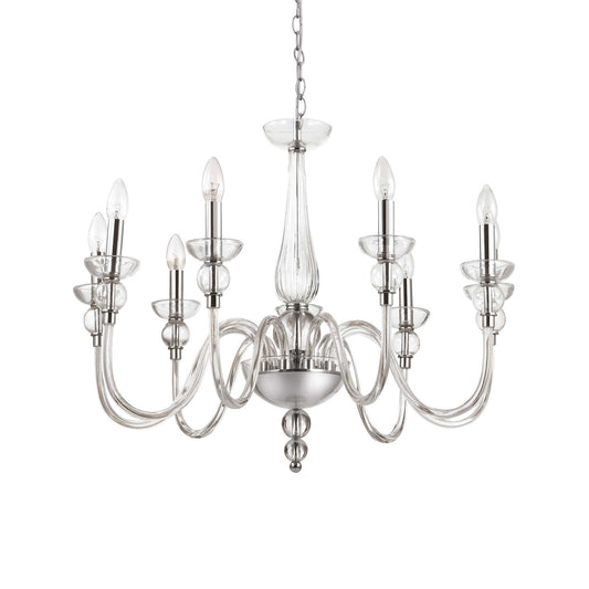 Doge Sp9, 9 Light Clear Blown Glass Chandelier