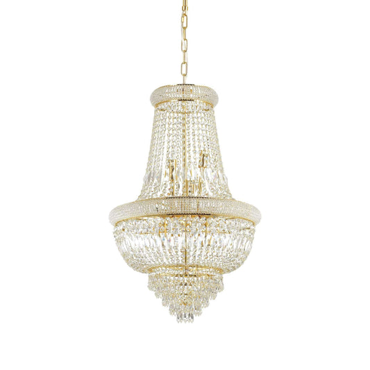 Golden and clear cut crystral chandelier on white background
