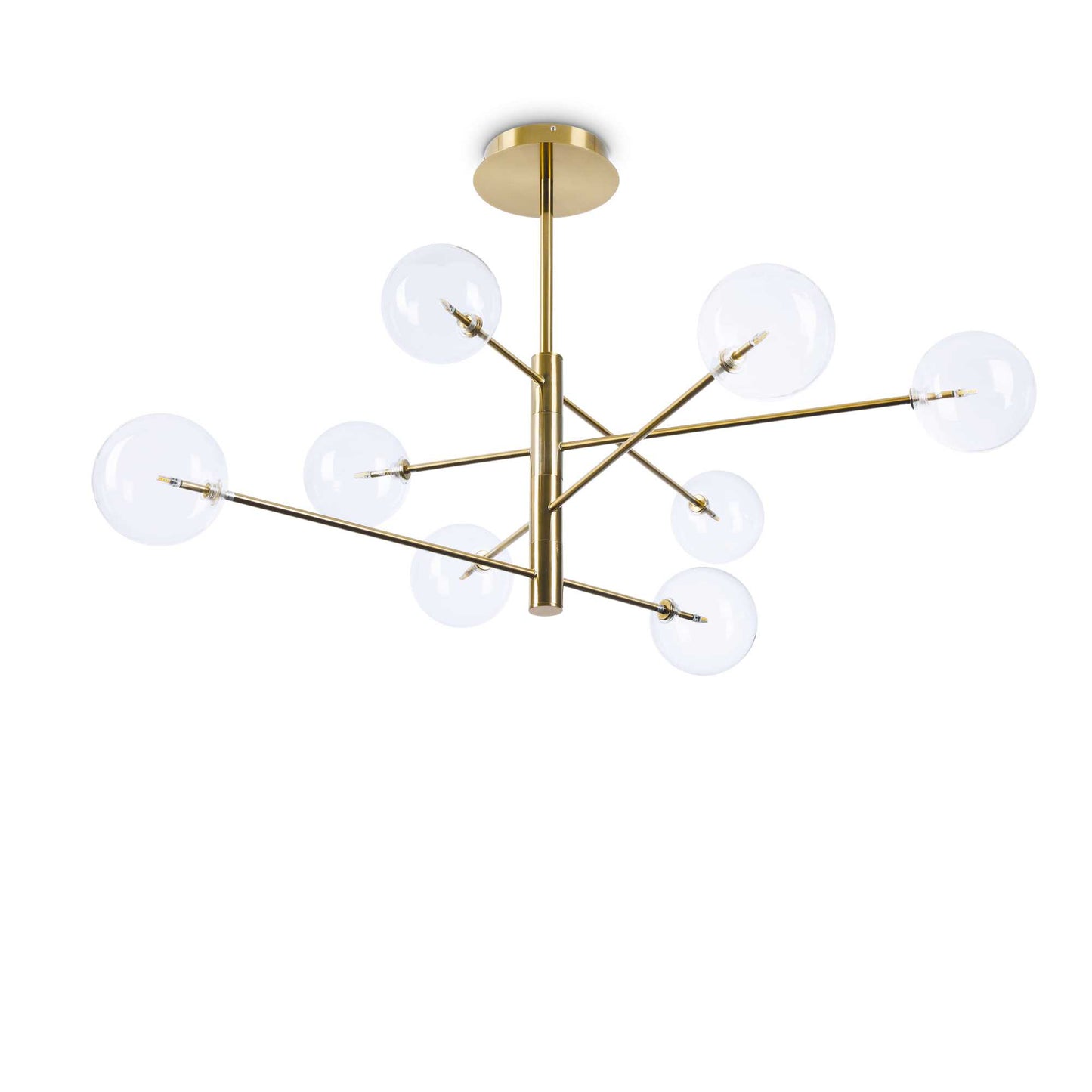 Equinoxe Sp8, 8 light chrome or brass pendant lamp